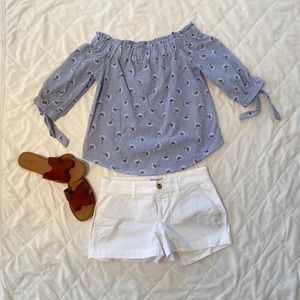☀️ Off the shoulder blue & white striped blouse ☀️
